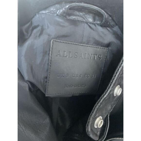 NEW ALLSAINTS Klyn Leather Biker Jacket - Black - 4 US - Picture 4 of 4